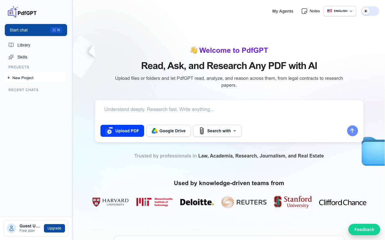 PDFGPT homepage