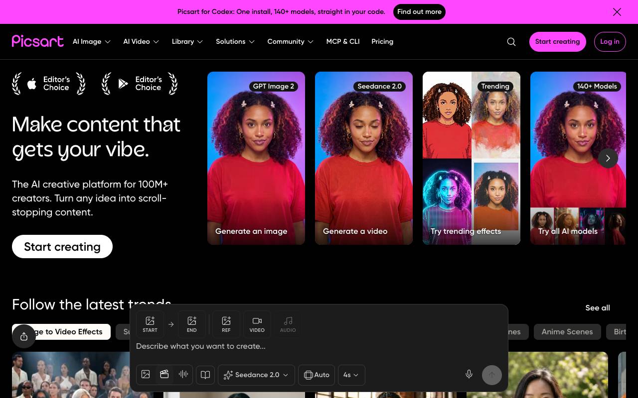Picsart homepage
