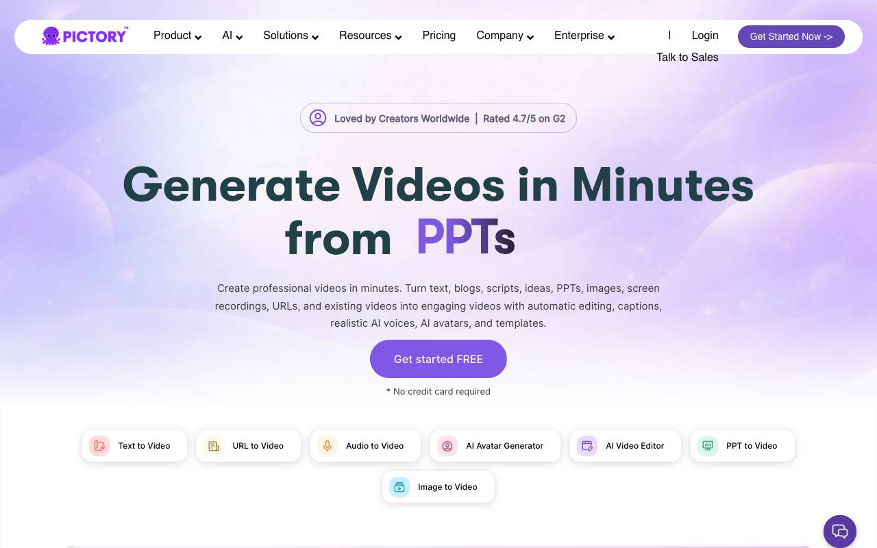 Pictory homepage