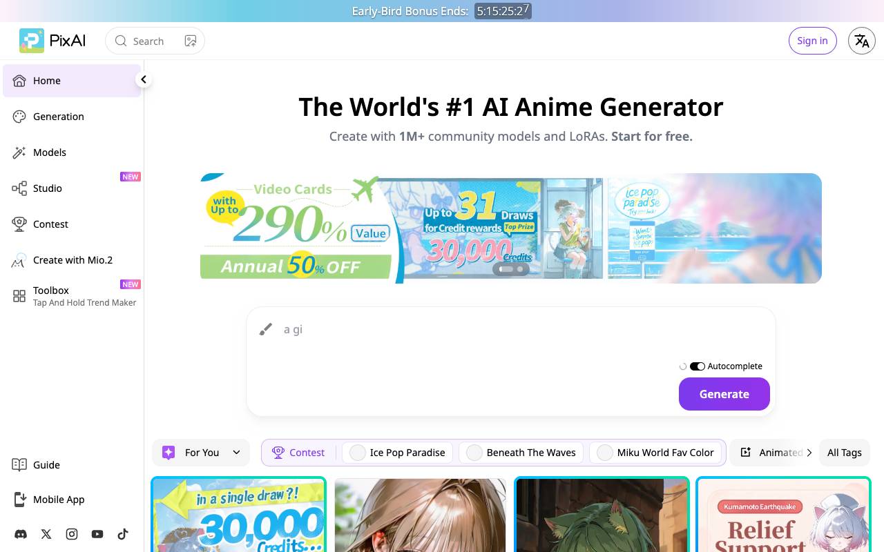 PixAI homepage