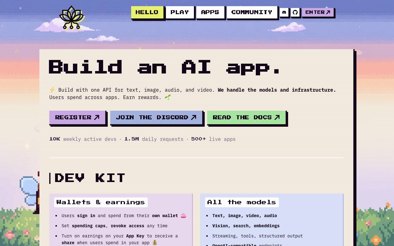 Pollinations homepage