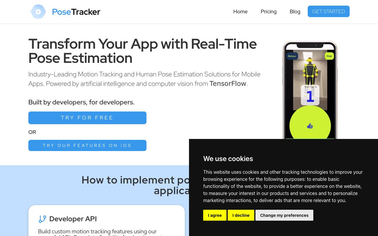 PoseTracker API homepage