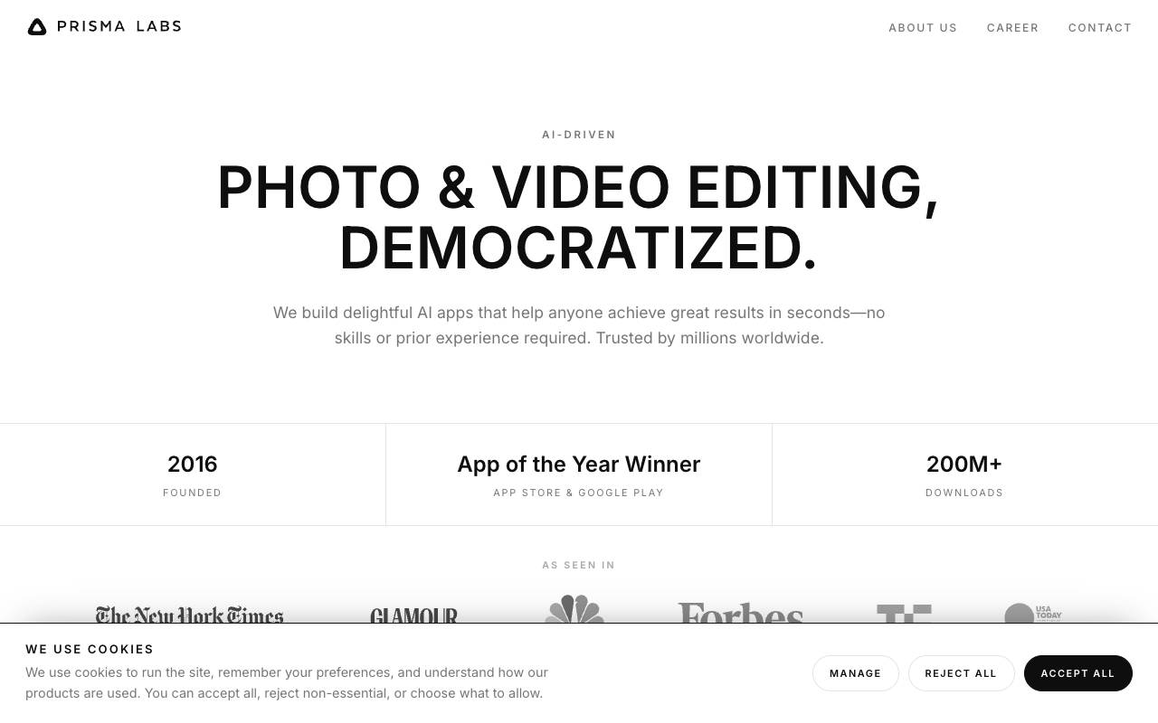 Prisma homepage