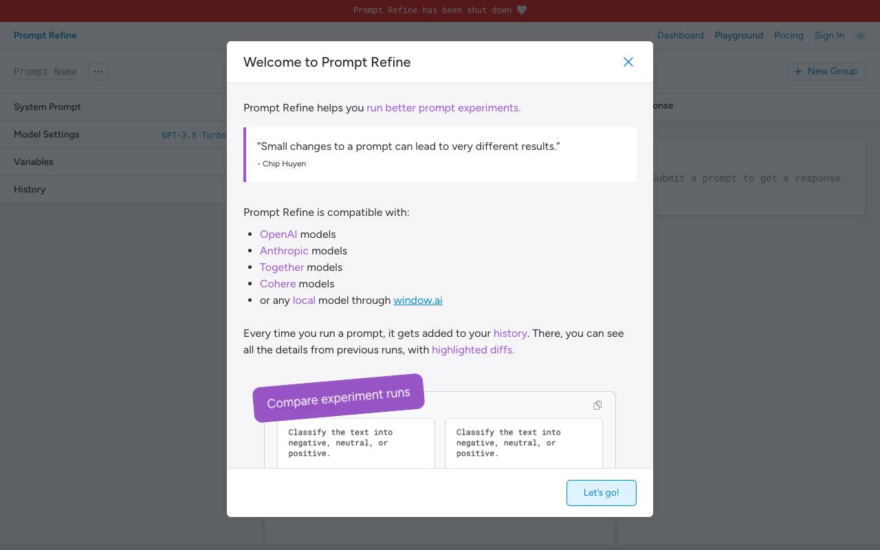 Prompt Refine homepage