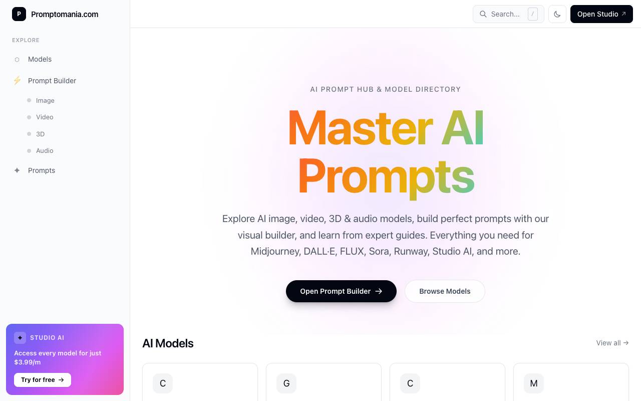 Promptomania homepage