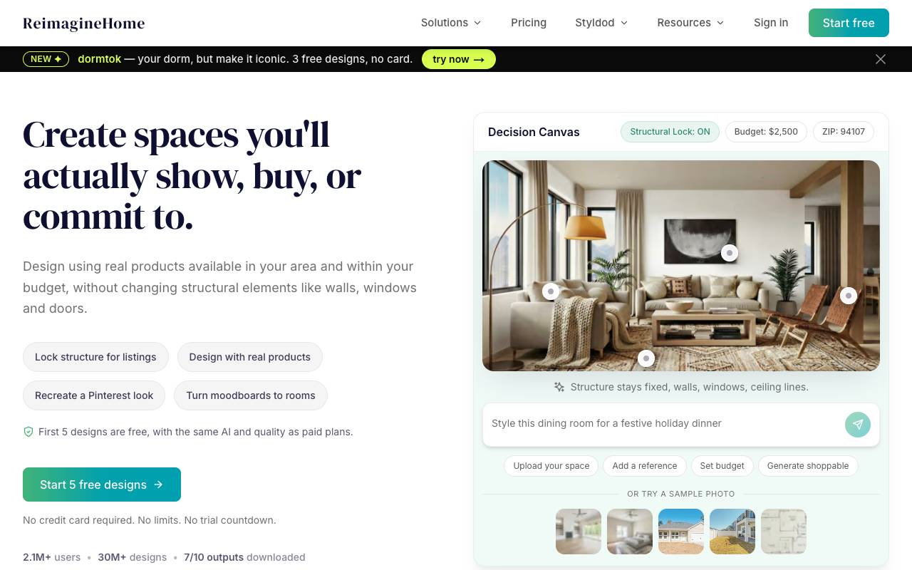 REimagine Home homepage