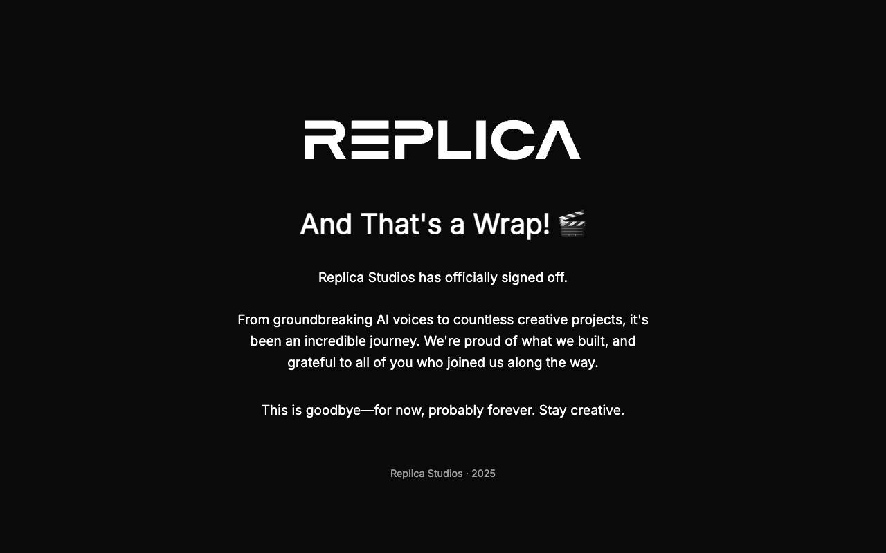 Replica Studios homepage