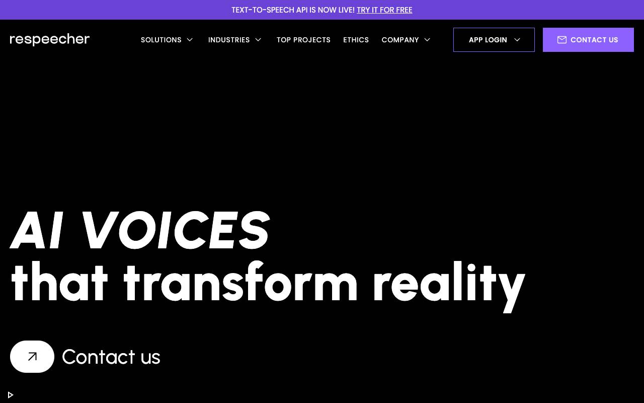 Respeecher homepage
