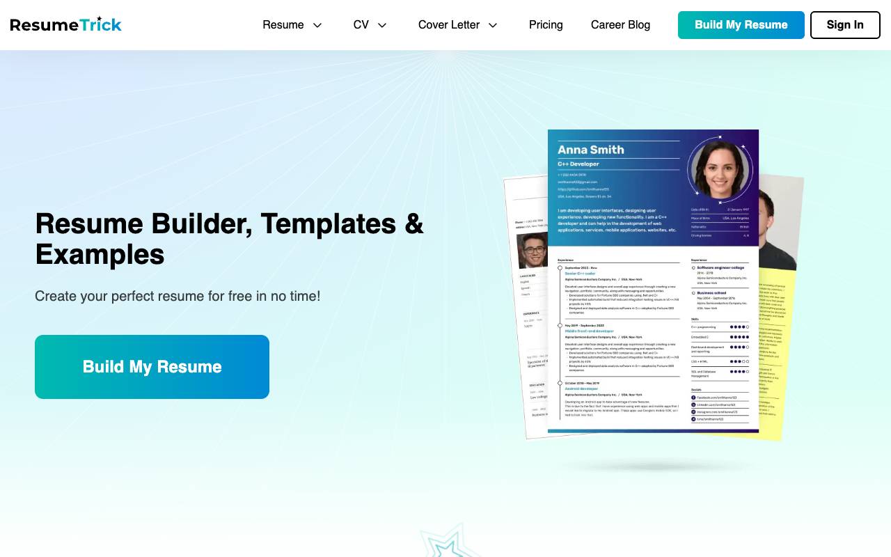 ResumeTrick homepage