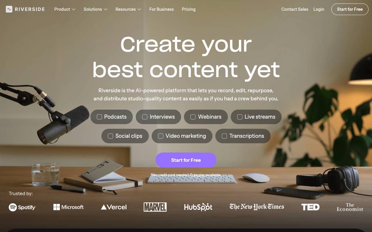 Riverside homepage