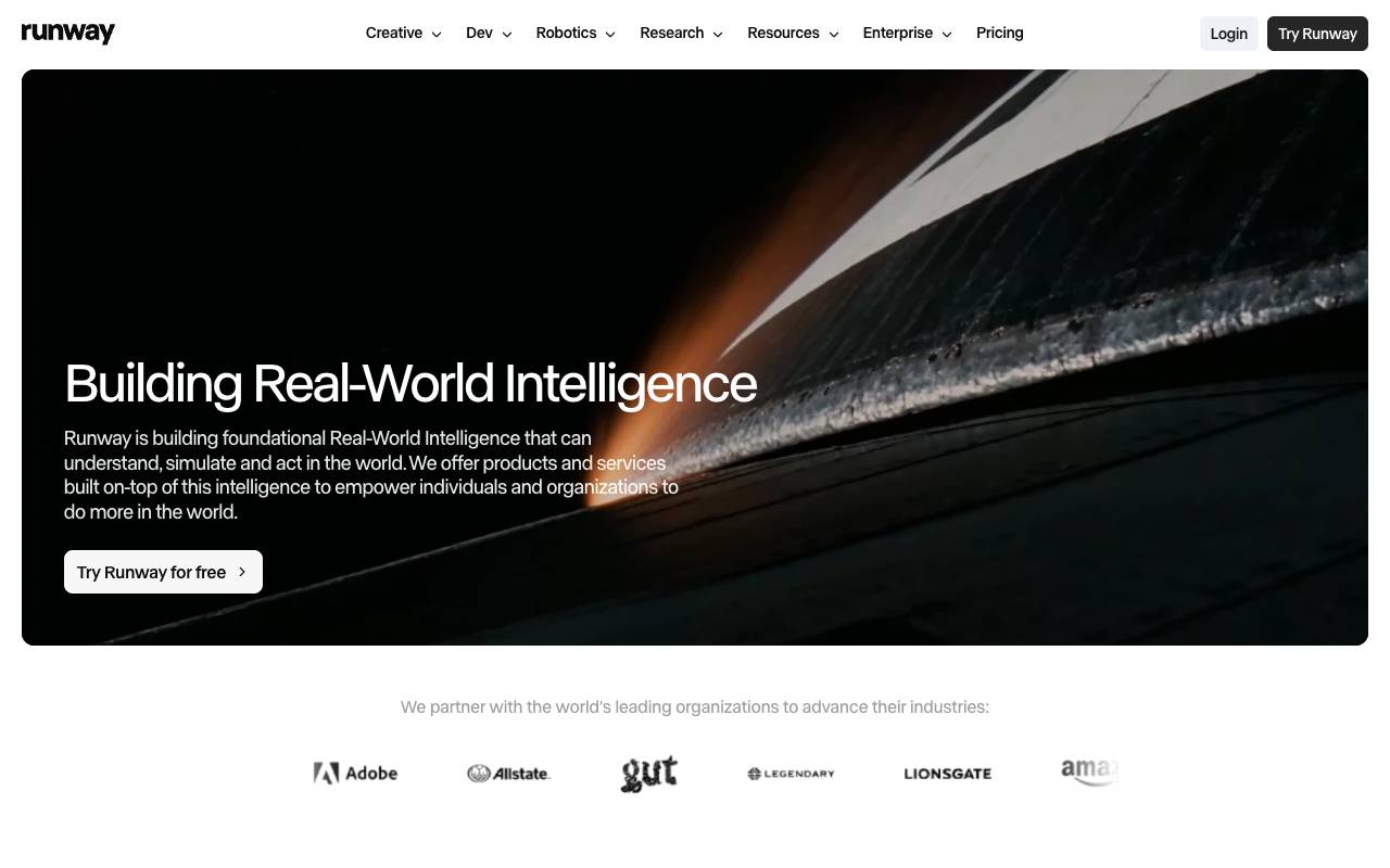 Runway homepage