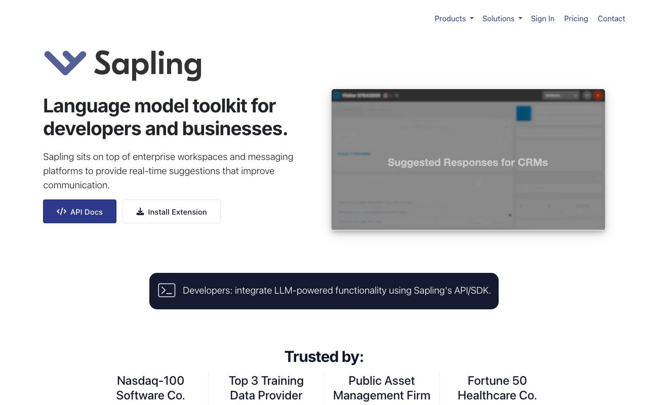 Sapling homepage