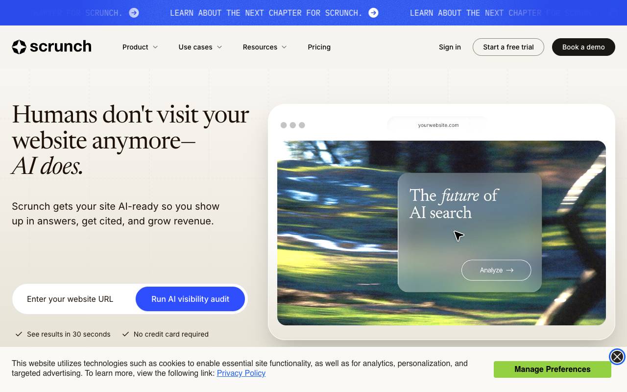 Scrunch AI homepage