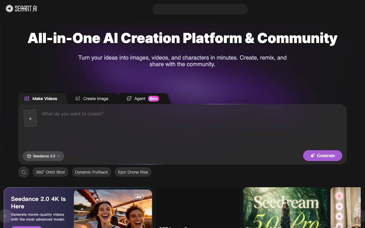 SeaArt AI homepage