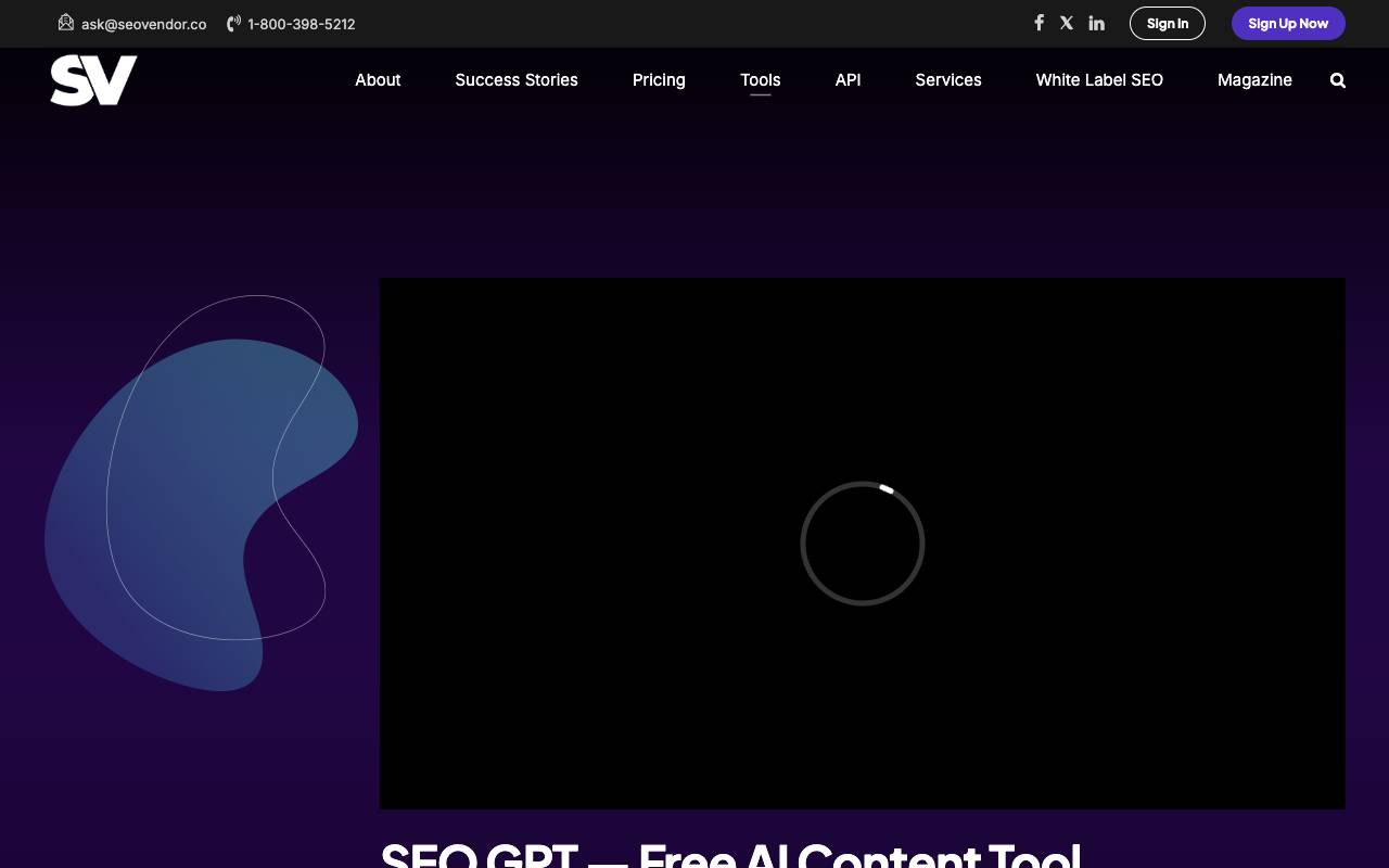 SEO GPT homepage