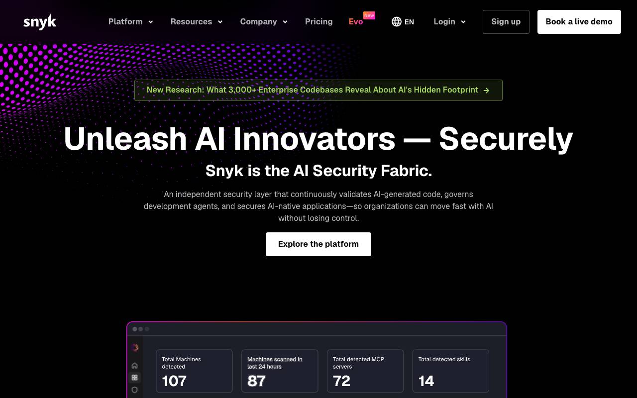 Snyk homepage