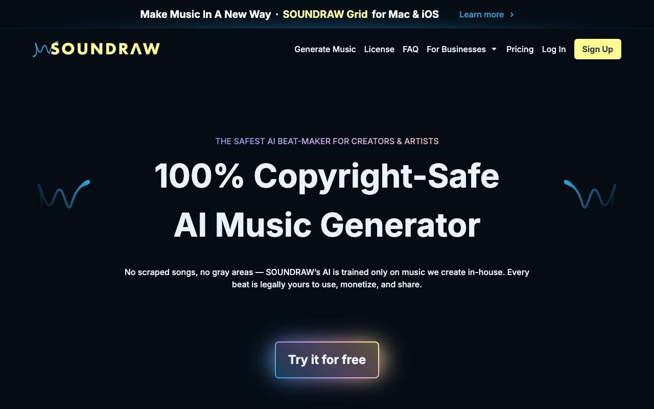 Soundraw homepage