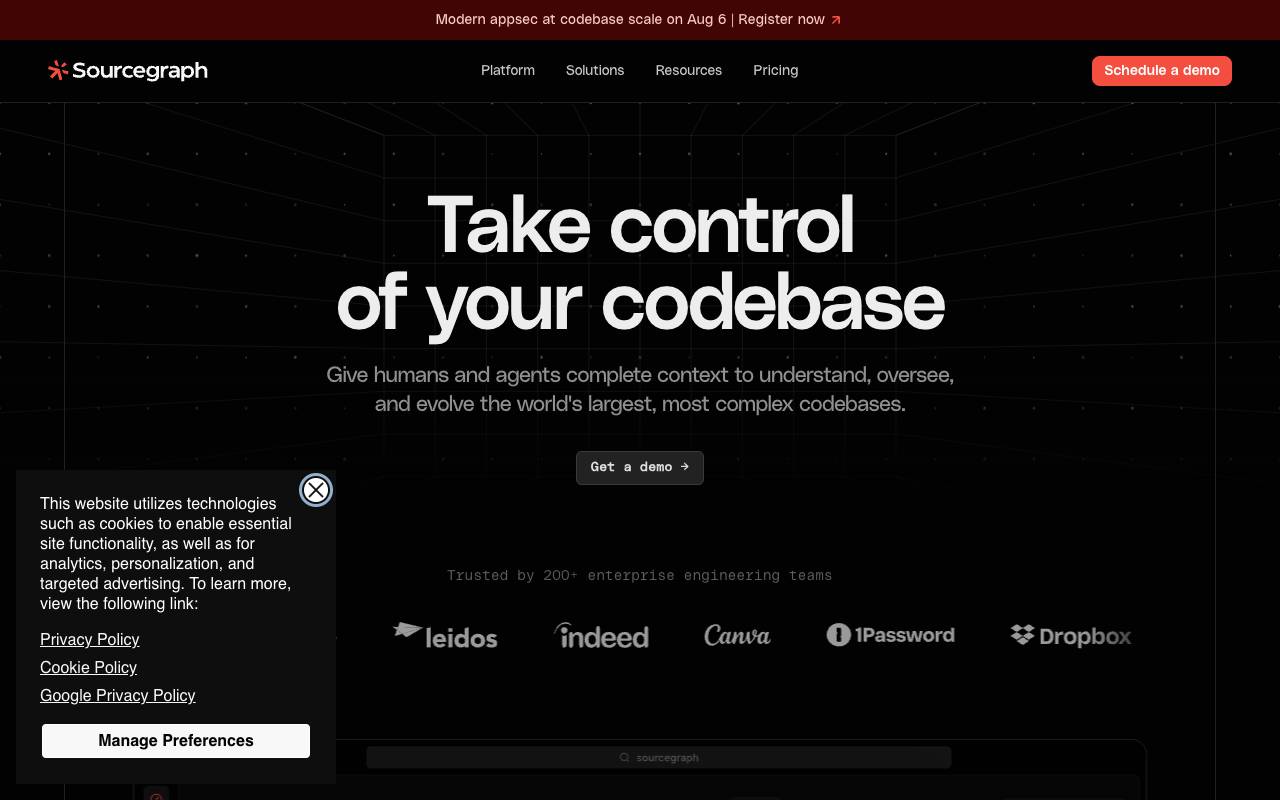 Sourcegraph homepage