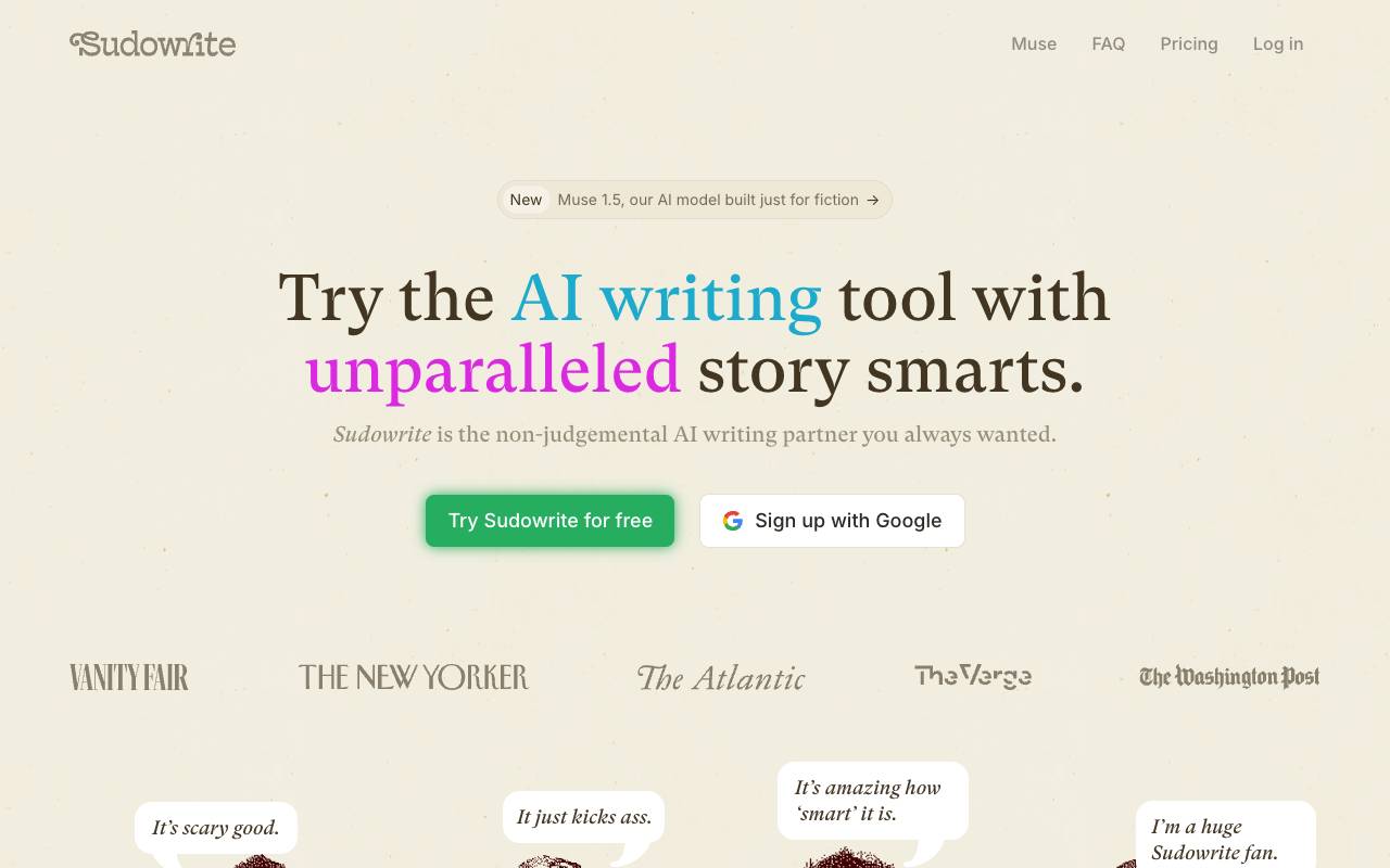Sudowrite homepage
