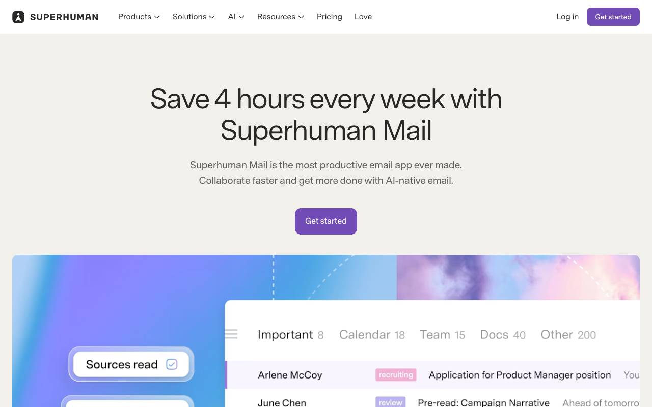 Superhuman homepage