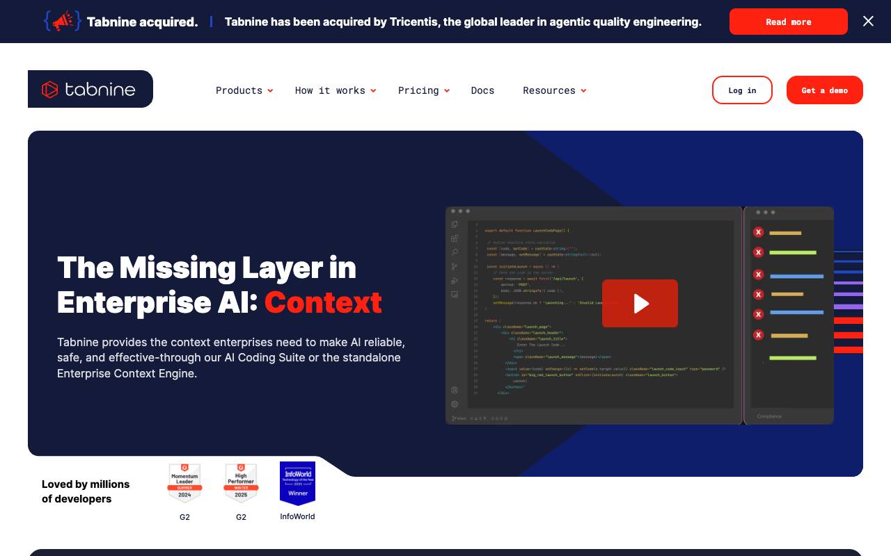 Tabnine homepage