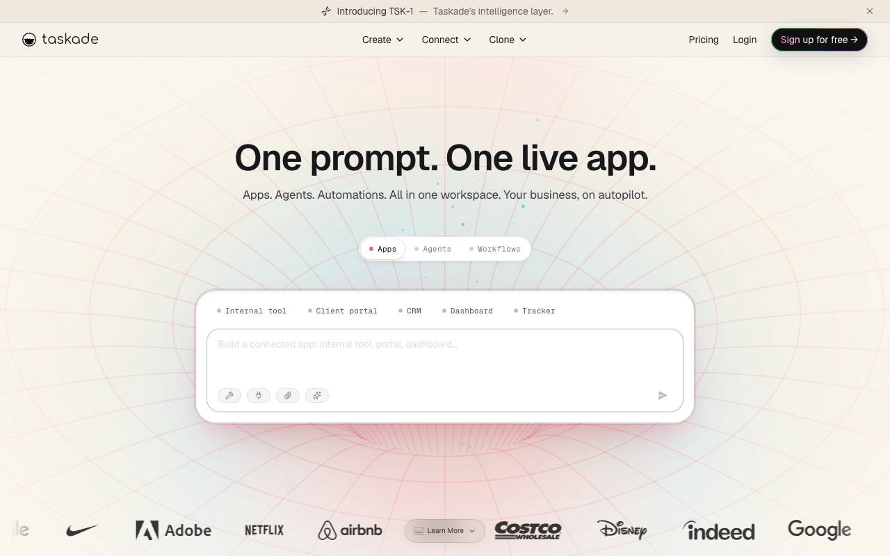 Taskade homepage