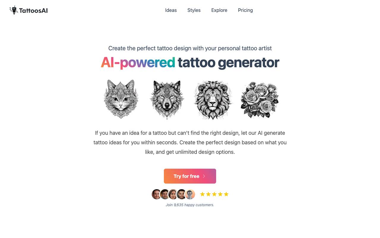 TattoosAI homepage