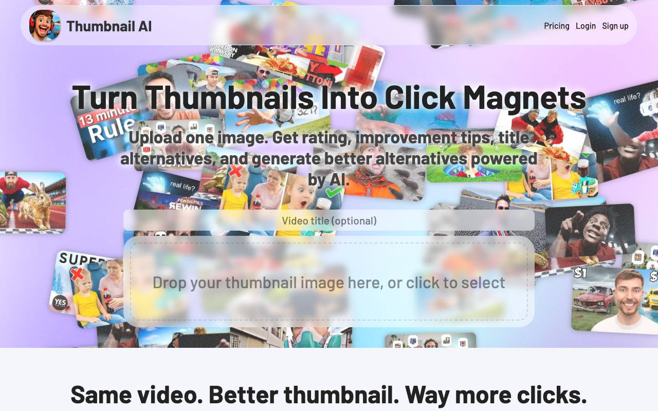 ThumbnailAI homepage