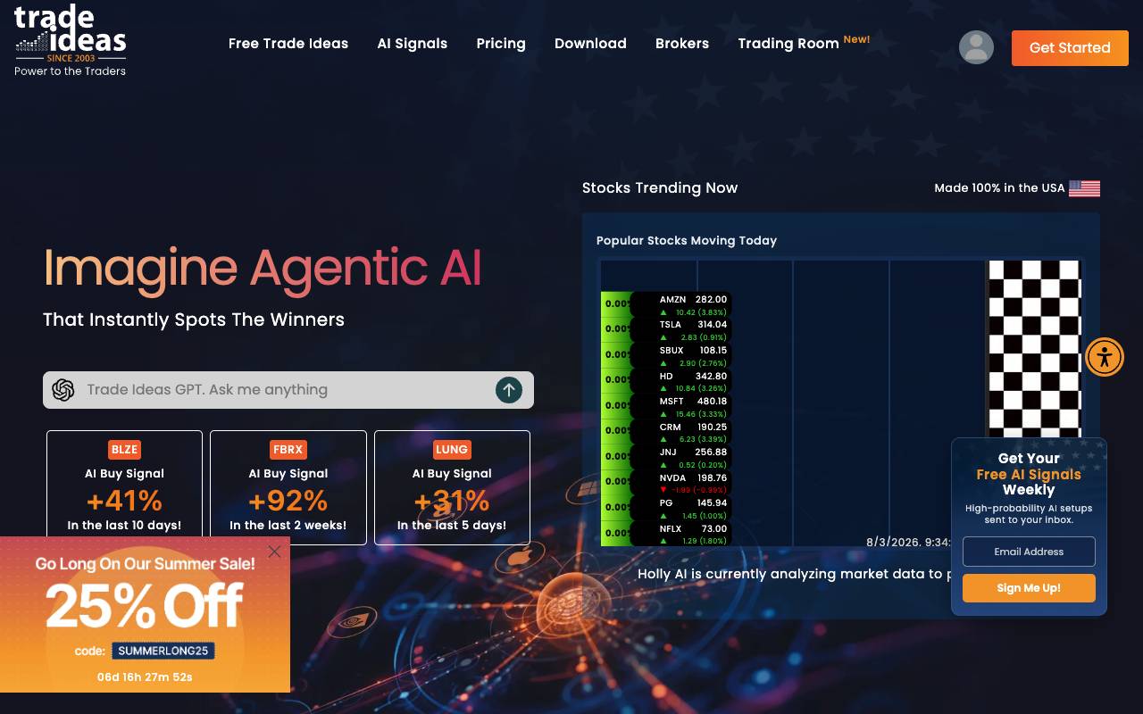 Trade Ideas homepage
