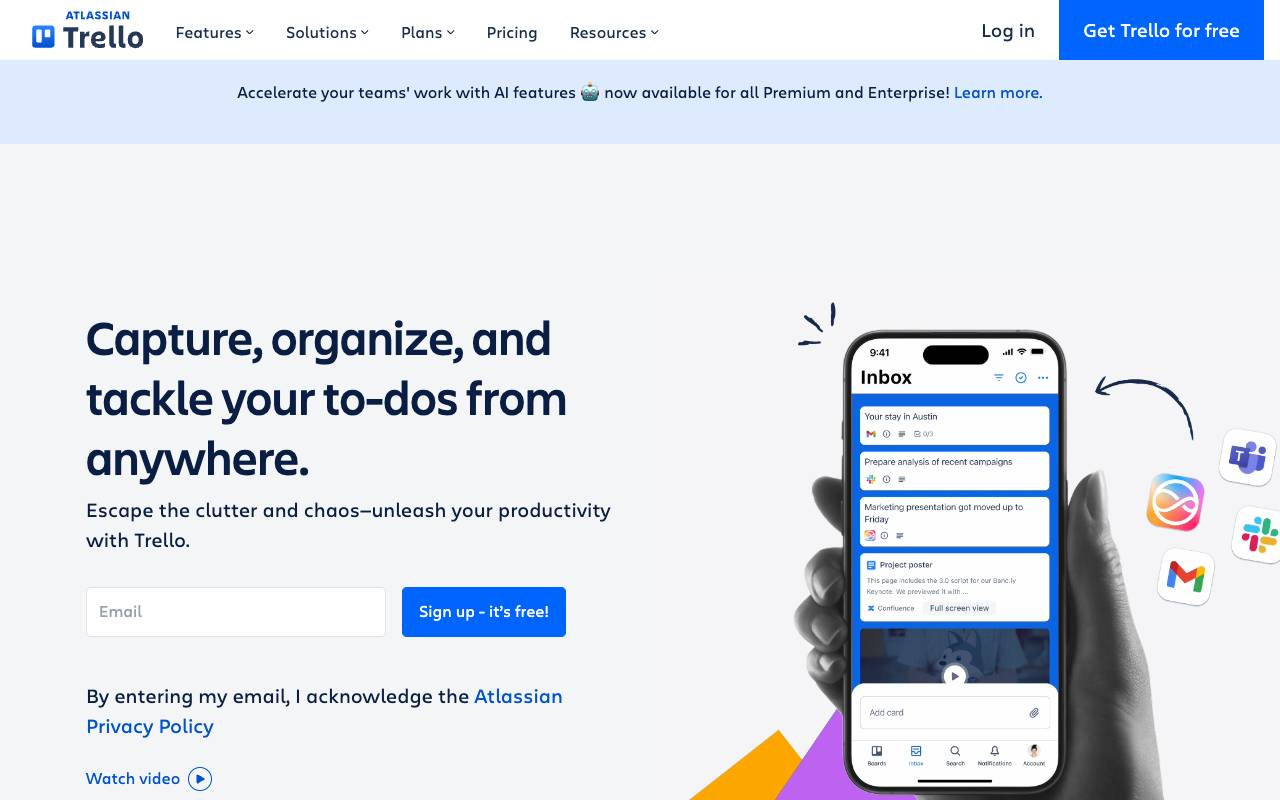 Trello homepage