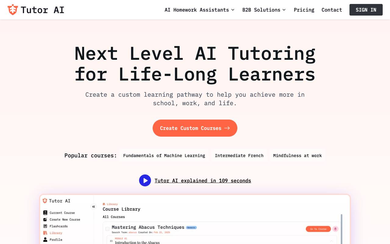 TutorAI homepage