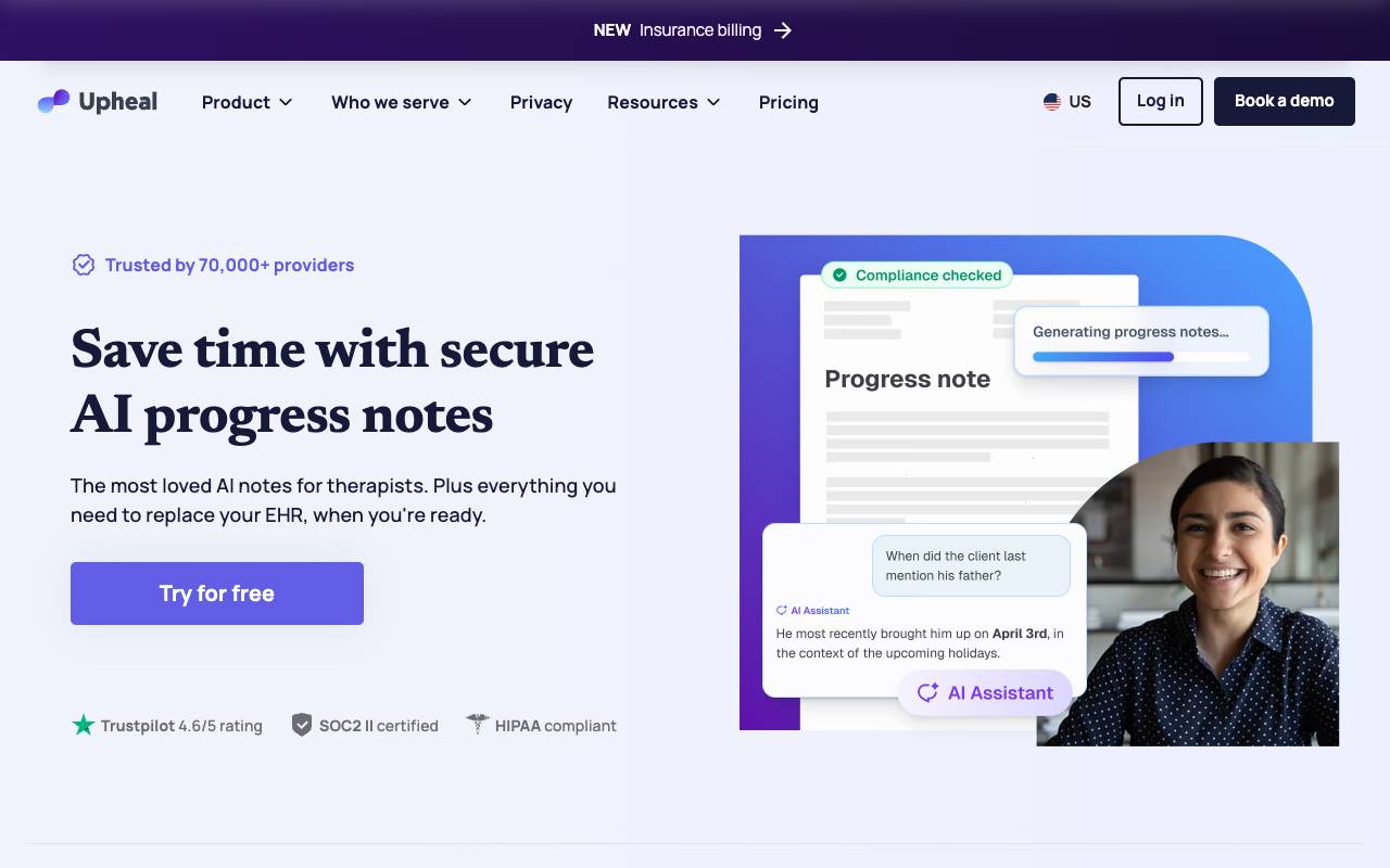 Upheal homepage