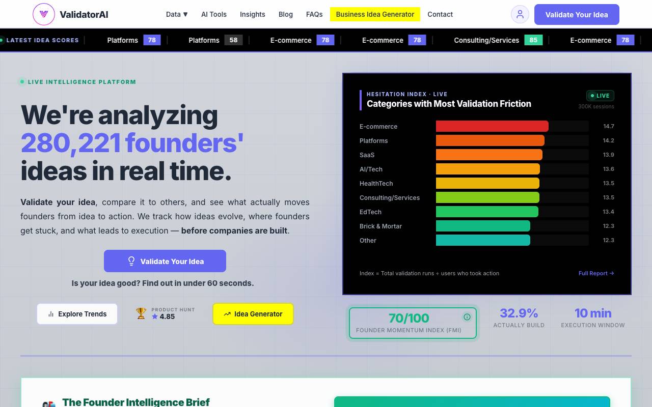Validator AI homepage