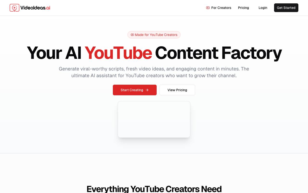 VideoIdeas.ai homepage