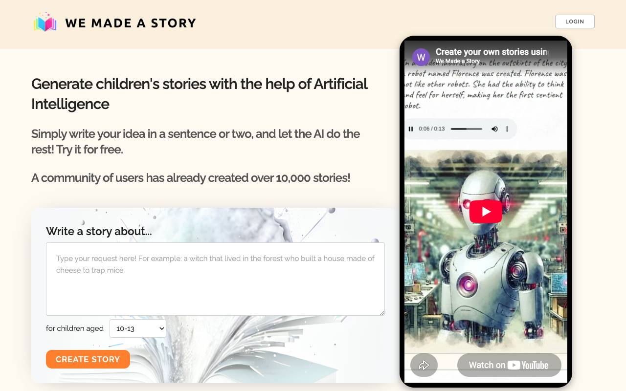 We Made A Story homepage