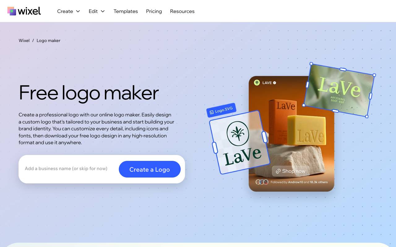 Wix Logo Maker homepage