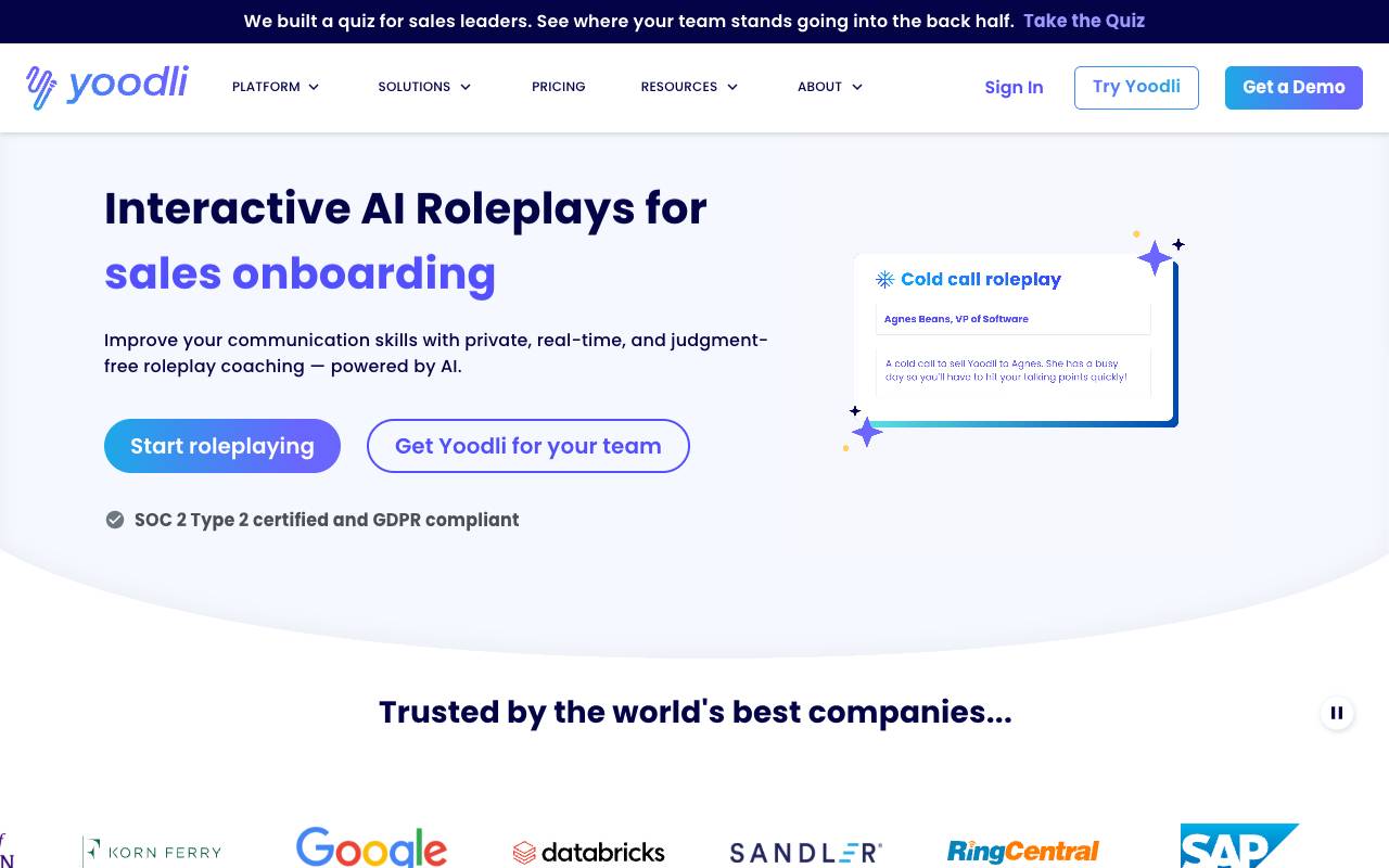 Yoodli AI homepage